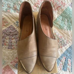 Free People Beige Leather Mules